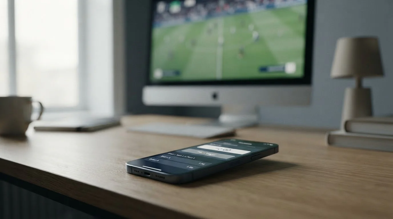 Smartphone zeigt Sportwetten-Interface mit 10 Euro Einzahlungsbetrag