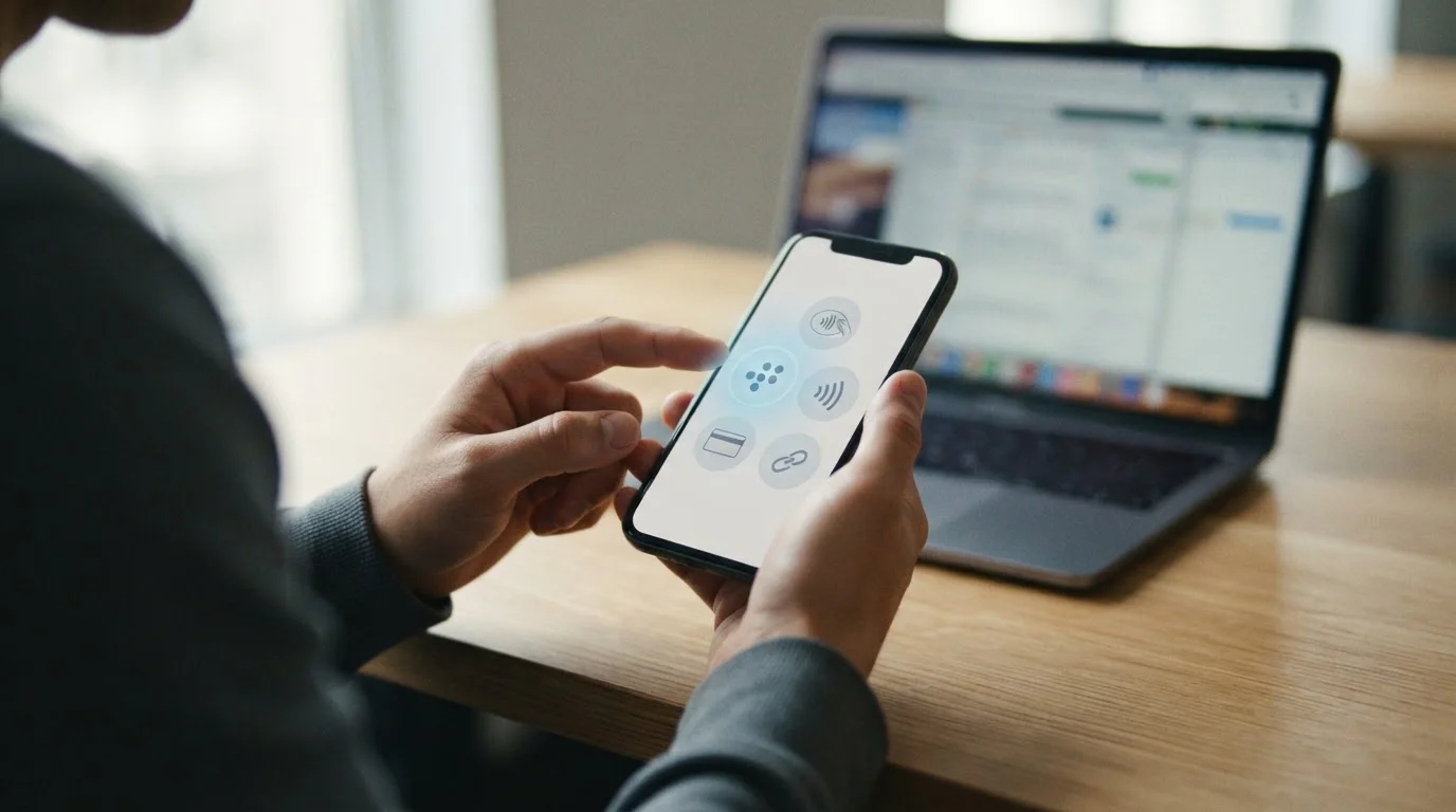Smartphone mit verschiedenen digitalen Zahlungsoptionen