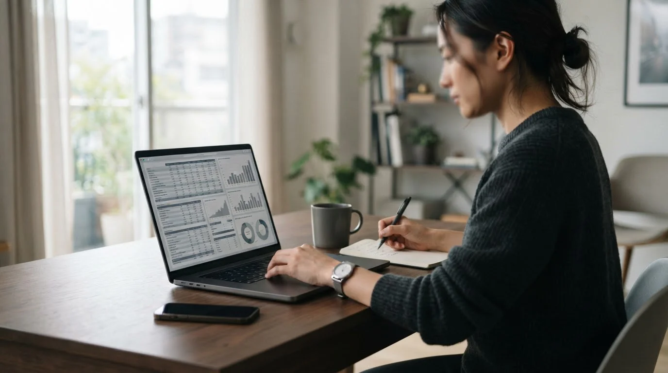 Analytischer Arbeitsplatz mit Laptop zeigt Wettquoten-Vergleich verschiedener deutscher Buchmacher