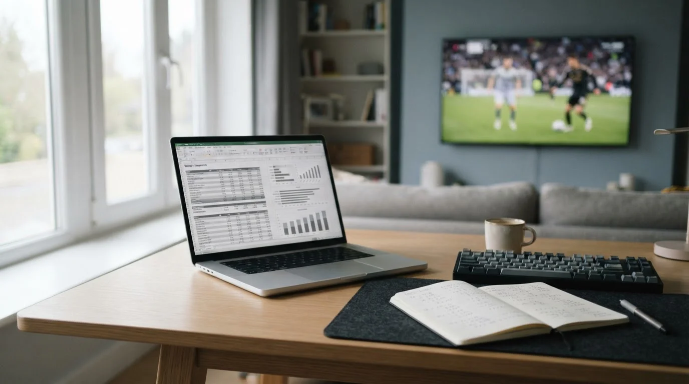 Analytischer Arbeitsplatz mit Laptop und Datenvergleich für Serie-A-Wettanbieter