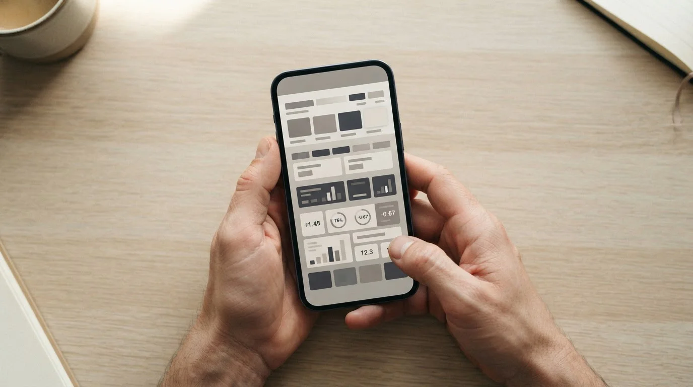 Person hält Smartphone mit neutraler Wett-App-Oberfläche