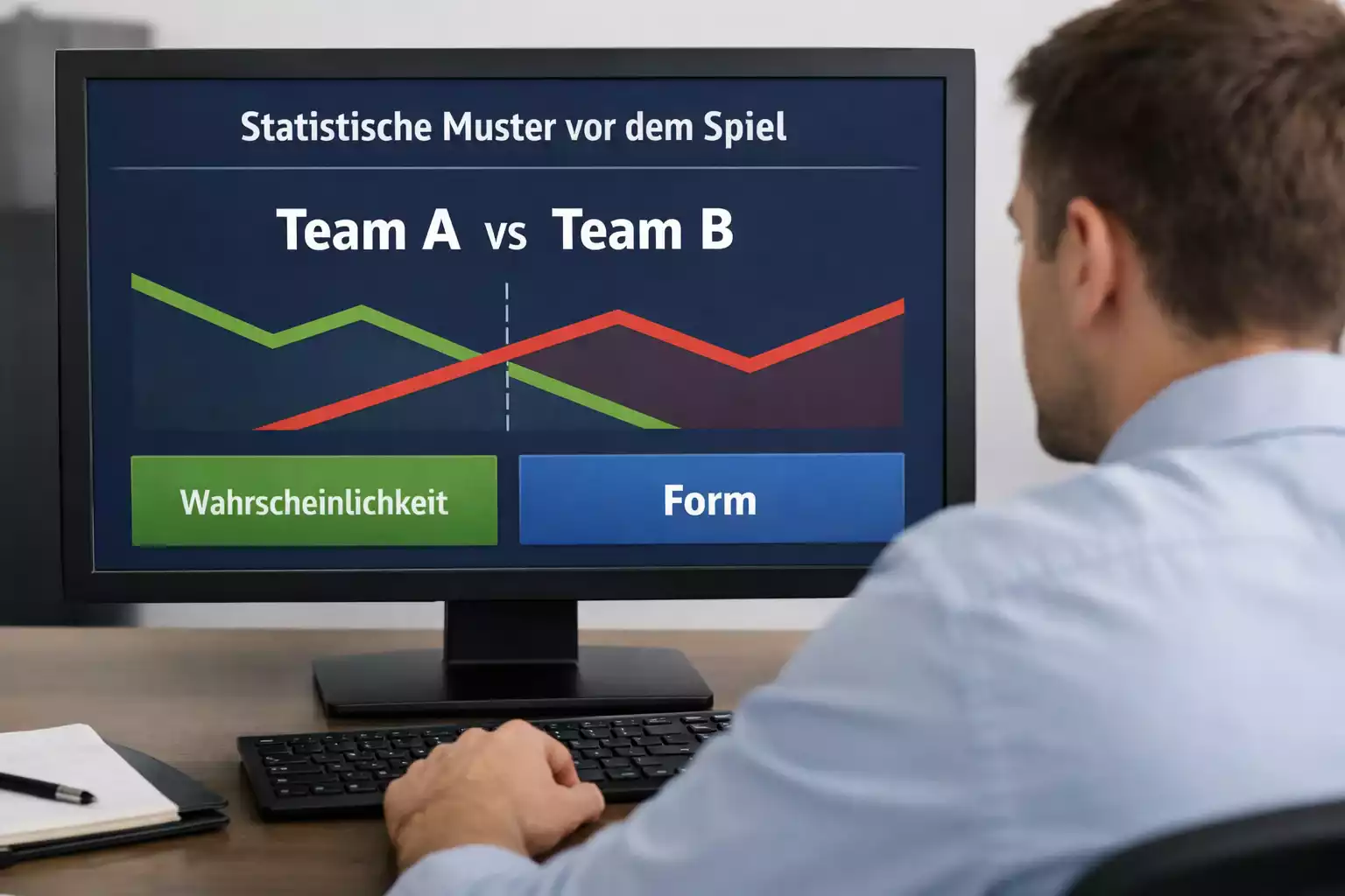 Analyst betrachtet Datenmuster und Trends auf einem Bildschirm