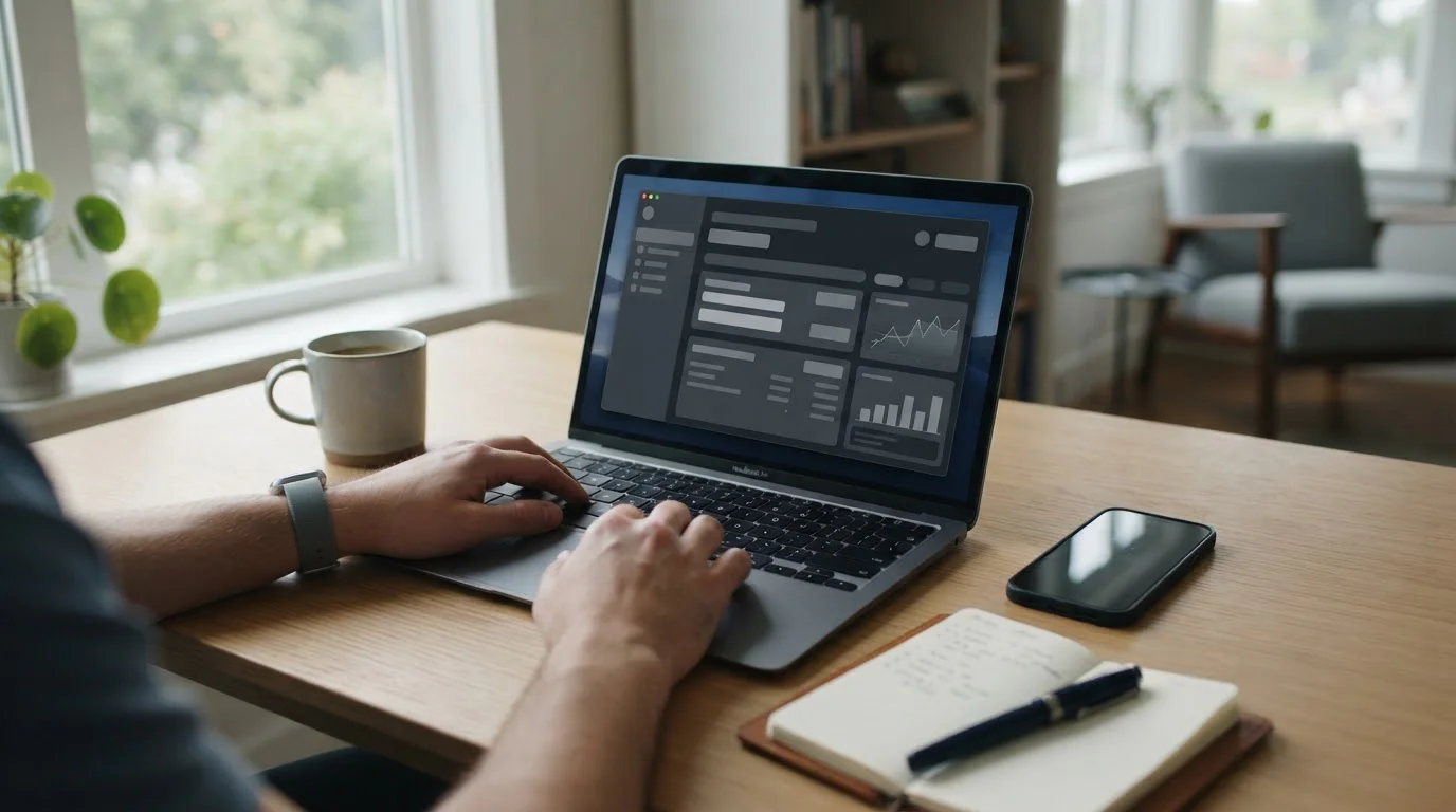 Neteller-Zahlung bei Wettanbietern – neutrales Interface auf Laptop