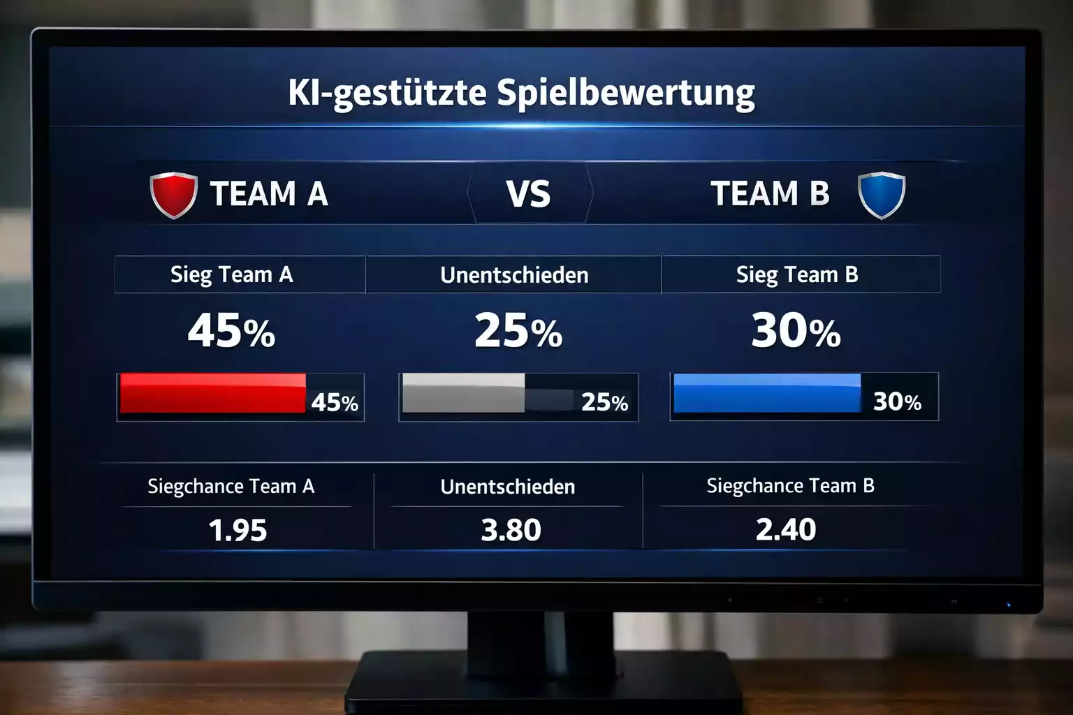 Bildschirm zeigt KI-System bei der Verarbeitung von Fußballdaten