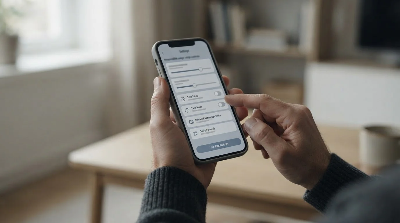 Person setzt Limits in einer Sportwetten-App auf dem Smartphone