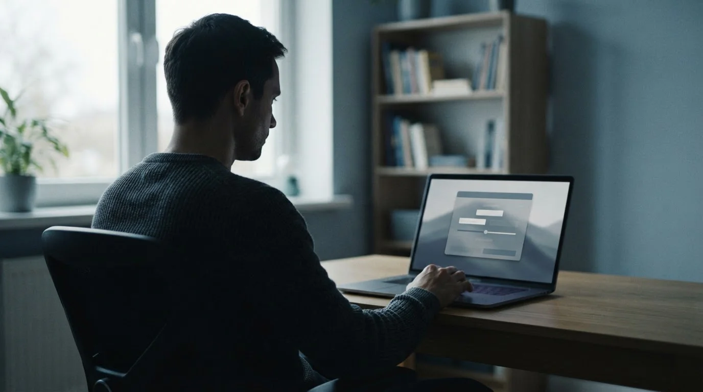 Person setzt Einzahlungslimits am Computer für verantwortungsvolles Wetten