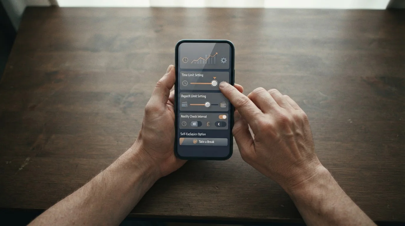 Person setzt Ausgabenlimit in einer Sportwetten-App