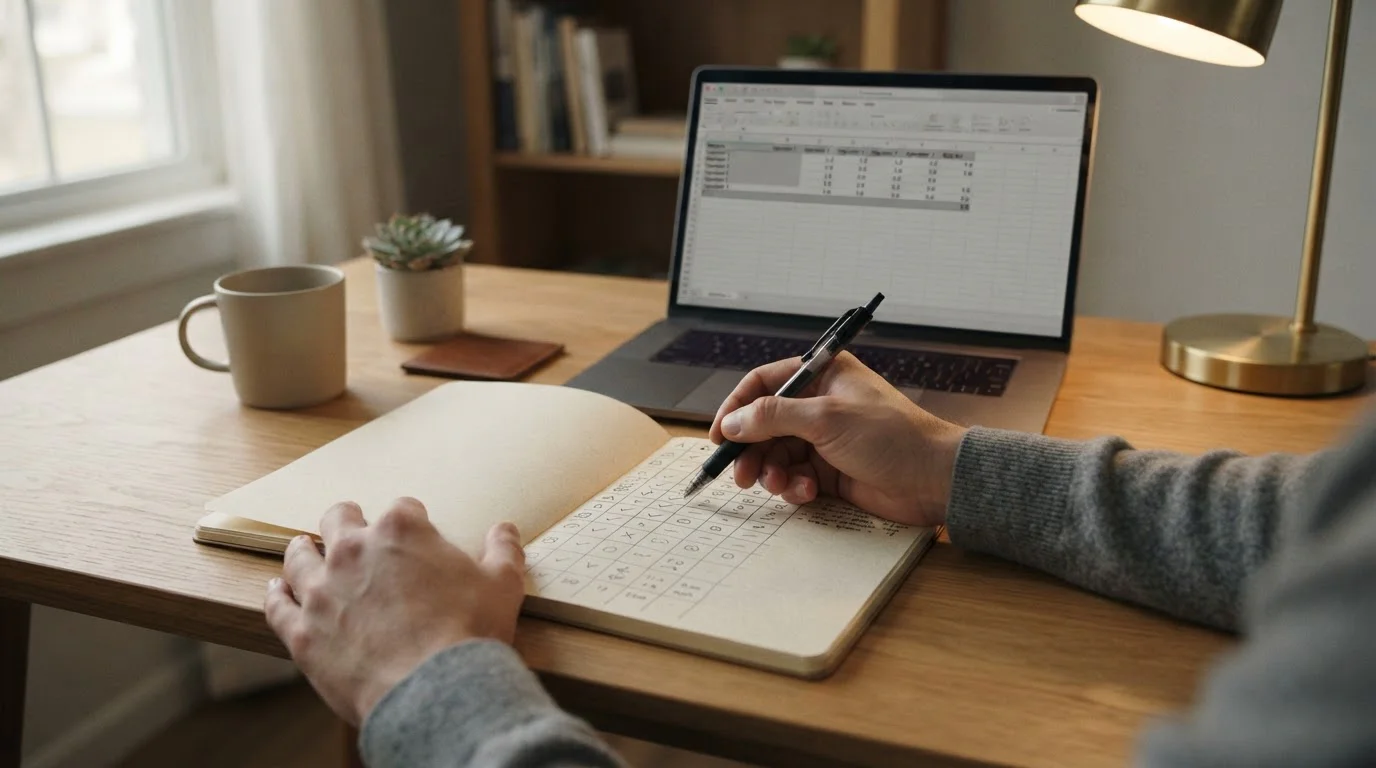 Notebook mit Vergleichstabelle verschiedener Anbieter und deren Limits