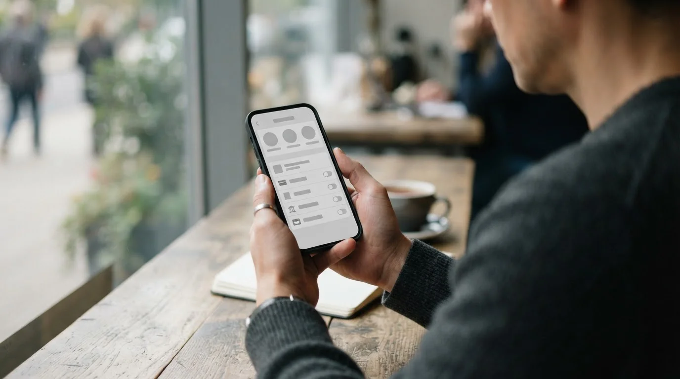 Smartphone mit verschiedenen digitalen Zahlungsoptionen auf dem Bildschirm