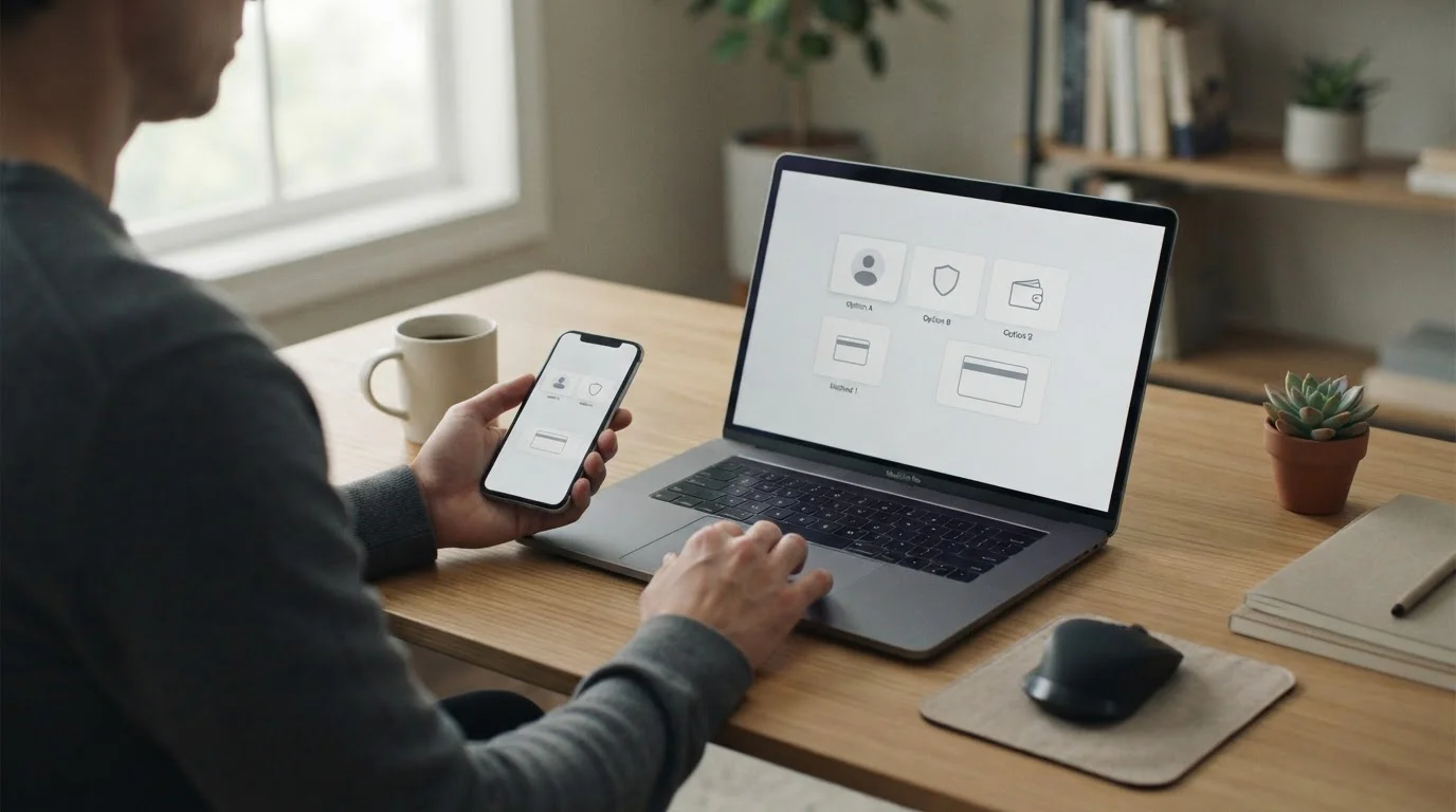 Digitale Zahlungsoptionen auf Smartphone und Laptop im Vergleich